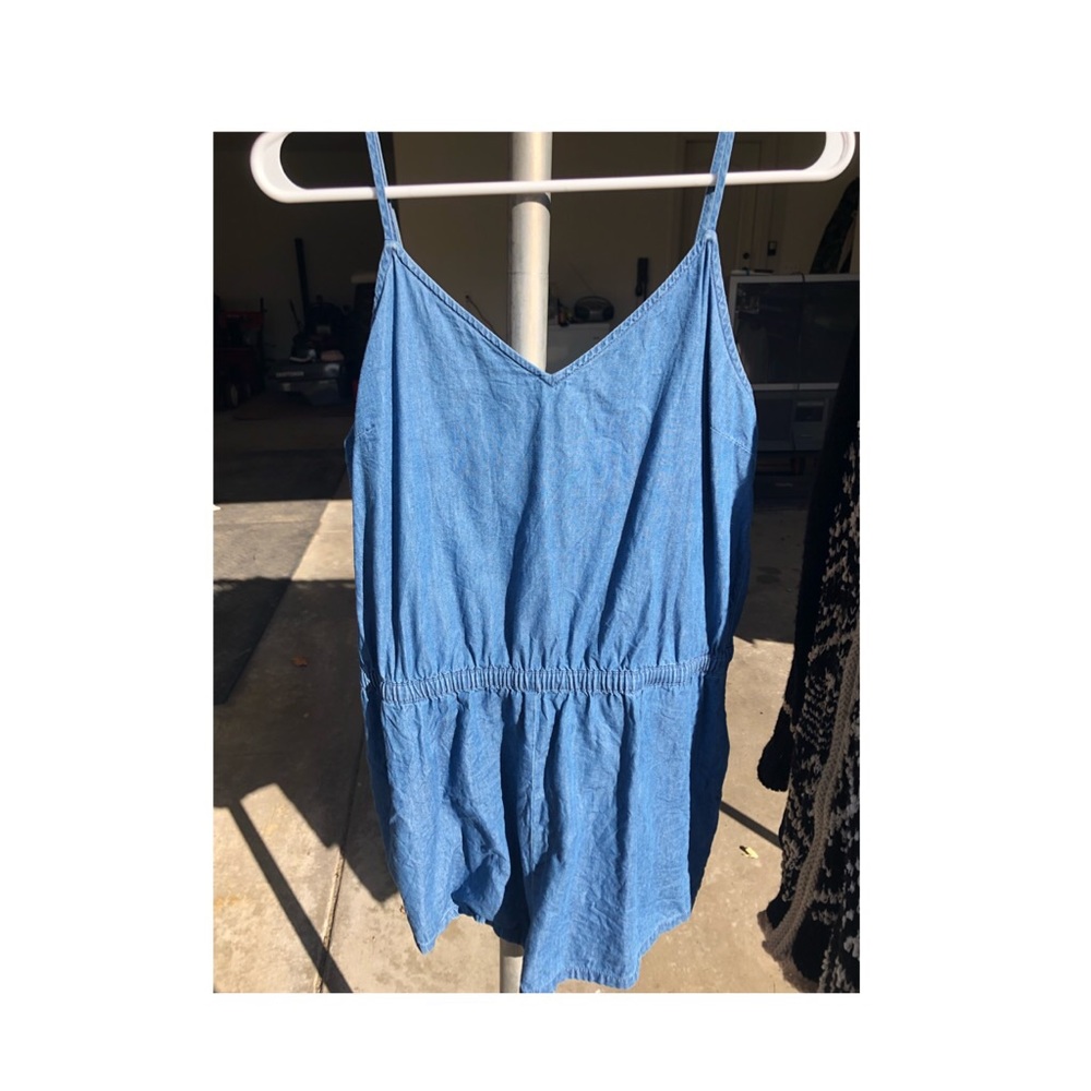 Denim tank top romper